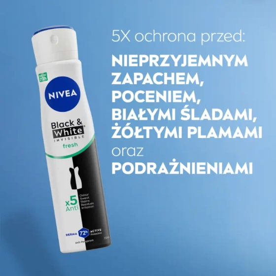 NIVEA Black&White Invisible Fresh antyperspirant w sprayu dla kobiet 250 ml