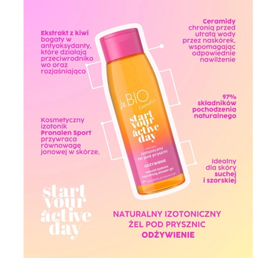 Bebio Start Your Active Day naturalny izotoniczny żel pod prysznic odżywienie 400 ml