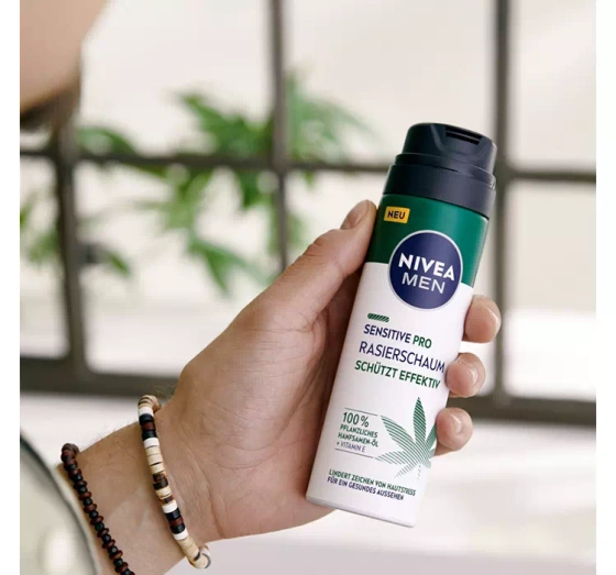 NIVEA MEN Sensitive Pro pianka do golenia z nasionami konopi 200 ml
