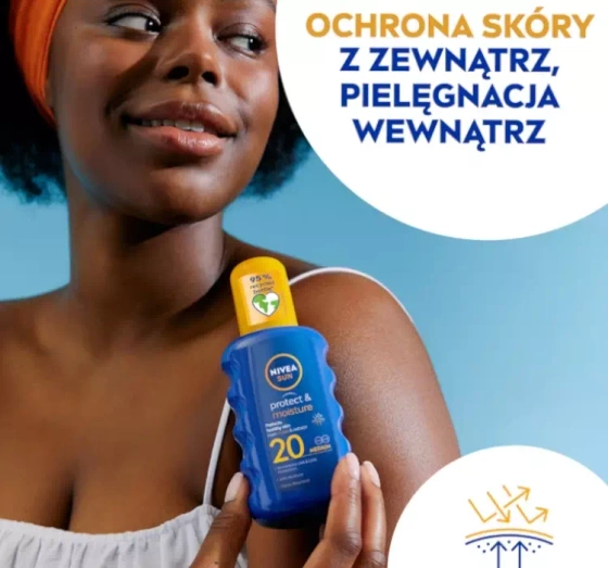 NIVEA SUN Protect&Moisture przeciwsłoneczny balsam ochronny w sprayu SPF20 200 ml