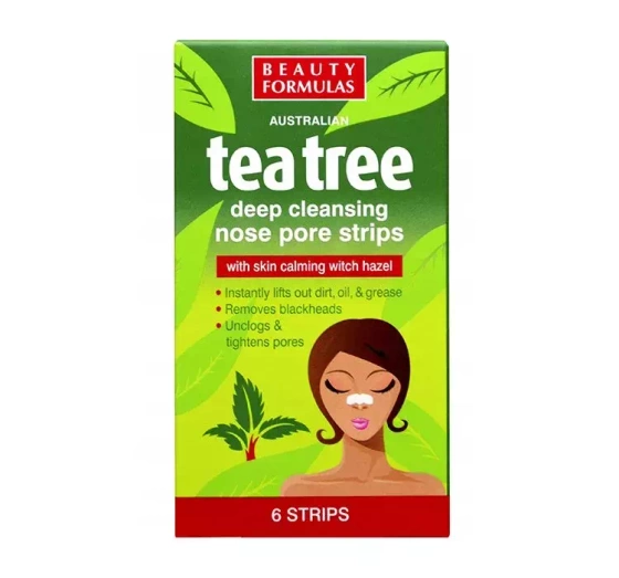 Beauty Formulas Tea Tree głęboko oczyszczające paski na nos 6 sztuk