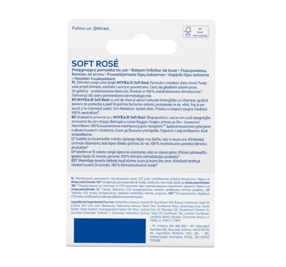 NIVEA pielęgnująca pomadka do ust Soft Rose 4,8 g