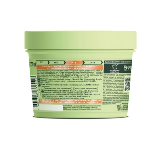 Garnier Fructis Keratin Sleek maska do włosów suchych i puszących się 370 ml