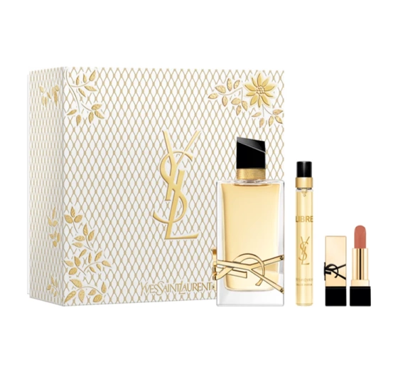Yves Saint Laurent woda perfumowana spray Libre 90 ml 10 ml pomadka do ust Rouge Pur Couture NM NU Muse 1,3 g