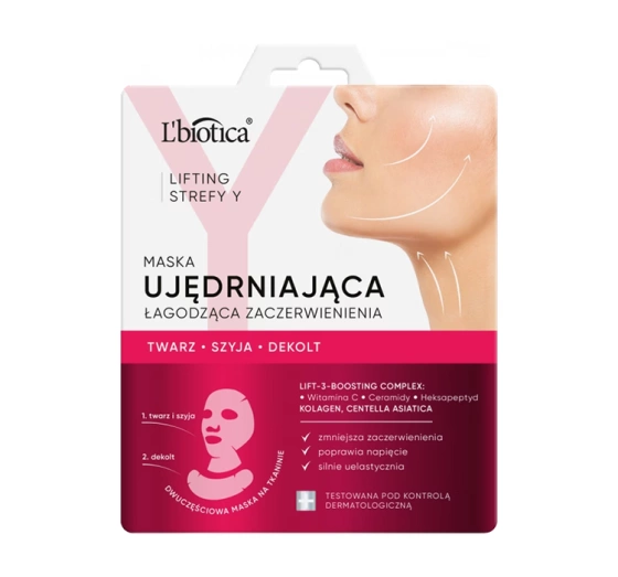 L'Biotica Lifting Strefy Y ujędrniająca maska do twarzy łagodząca zaczerwienienia 1 sztuka