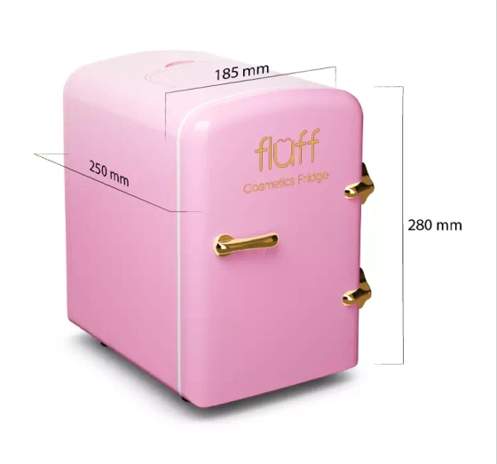 Fluff mini lodówka kosmetyczna Różowa Złote Logo