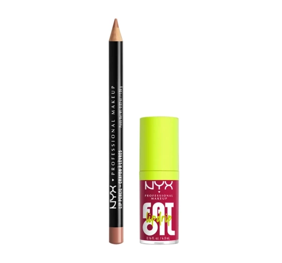 NYX Professional Makeup zestaw do makijażu ust konturówka 810 Natural 1 g błyszczyk Fat Oil 05 Newsfeed 4,8 ml
