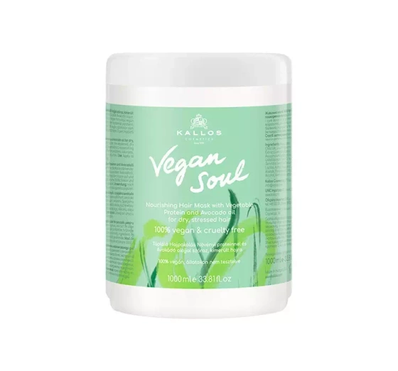 KALLOS VEGAN SOUL WEGAŃSKA ODŻYWCZA MASKA DO WŁOSÓW SUCHYCH I ZNISZCZONYCH 1000ML