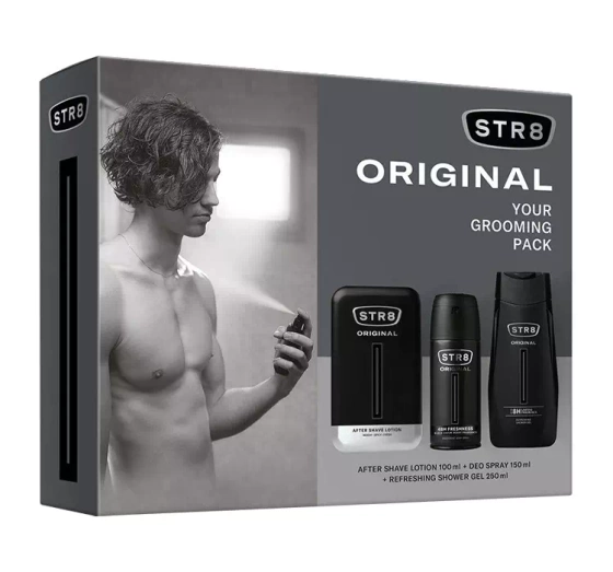 STR8 Original woda po goleniu 100 ml dezodorant spray 150 ml żel pod prysznic 250 ml