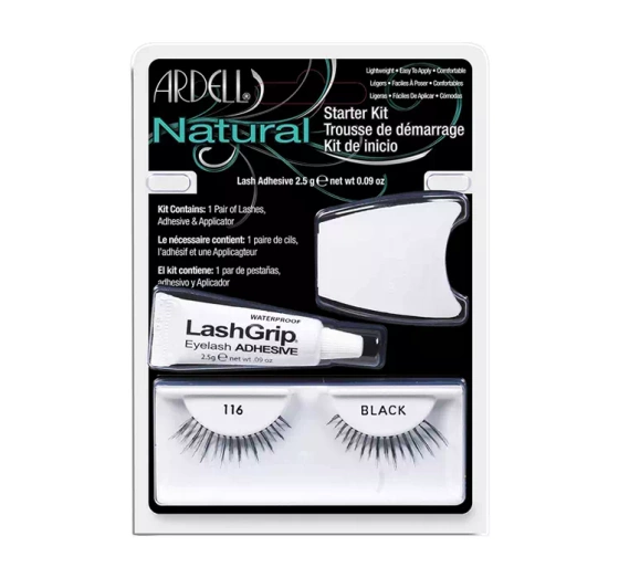 Ardell Natural zestaw sztuczne rzęsy na pasku 116 Black klej aplikator