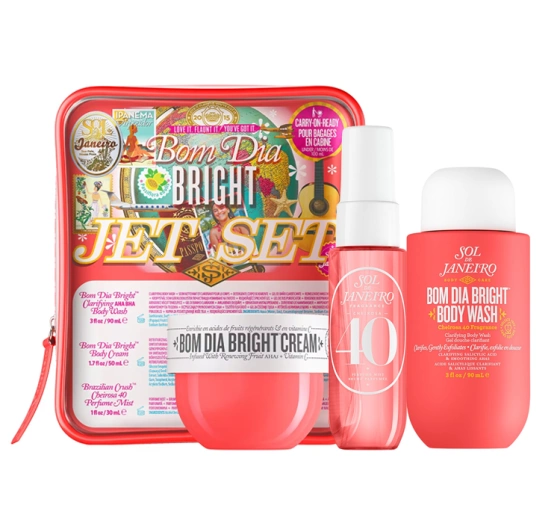Sol de Janeiro Bom Dia Bright Jet Set żel pod prysznic 90ml krem do ciała 50ml spray 30ml