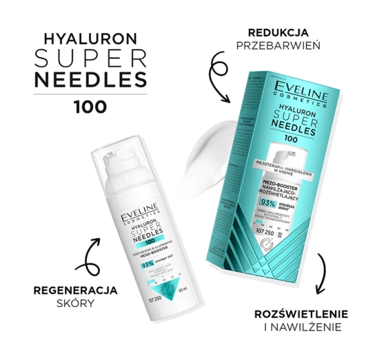 Eveline Cosmetics Super Needles Hyaluron 100 mezo-booster nawilżający krem rozświetlający 50 ml