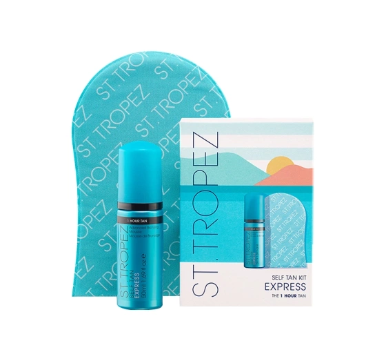 St. Tropez Self Tan Express Kit zestaw kosmetyków pianka samoopalająca rękawica
