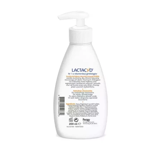 LACTACYD FEMINA EMULSJA DO CODZIENNEJ HIGIENY INTYMNEJ Z POMPKĄ 200ML