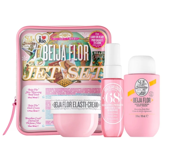 Sol de Janeiro Beija Flor Jet Set żel pod prysznic 90ml krem do ciała 50ml spray 30ml