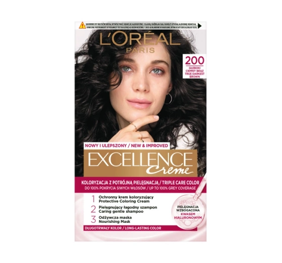 L’Oréal Paris Excellence Créme trwała farba do włosów 200 Głęboki Ciemny Brąz