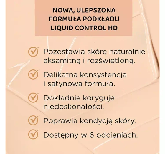 Eveline Cosmetics Liquid Control HD matujący podkład do twarzy z niacynamidem 015 Light Vanilla 32 ml
