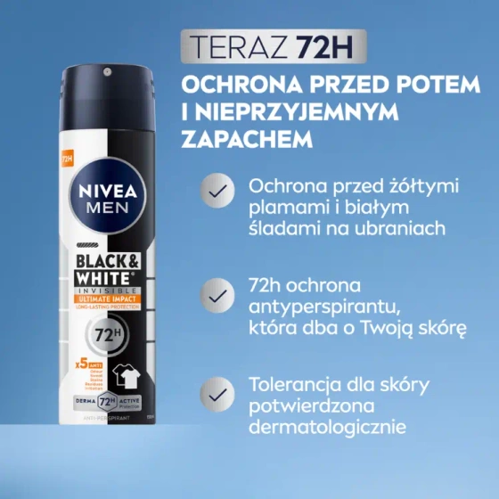 NIVEA MEN Black&White Invisible Ultimate Protect antyperspirant w sprayu dla mężczyzn 150 ml