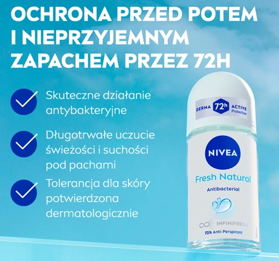 NIVEA Fresh Natural antyperspirant roll-on dla kobiet 50 ml
