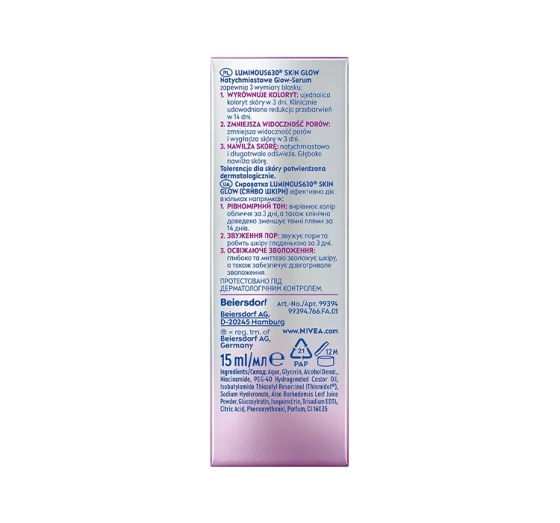 NIVEA Luminous630 natychmiastowe glow-serum na przebarwienia 15 ml
