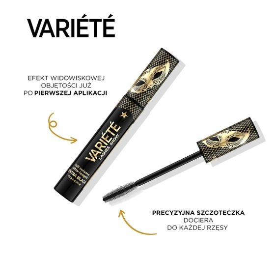 Eveline Cosmetics Variété Lashes Show pogrubiająco-wydłużający tusz do rzęs Extra Black 10 ml