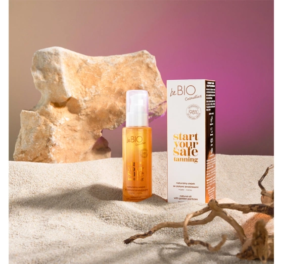 Bebio Start Your Safe Tanning naturalny olejek ze złotymi drobinkami 100 ml