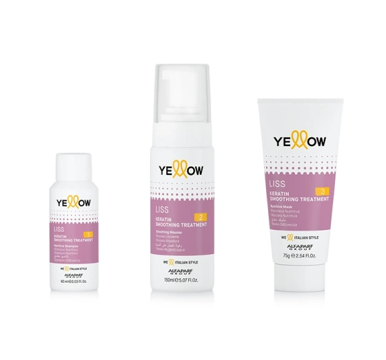 Yellow Professional Liss zestaw do keratynowego prostowania włosów szampon pianka maska