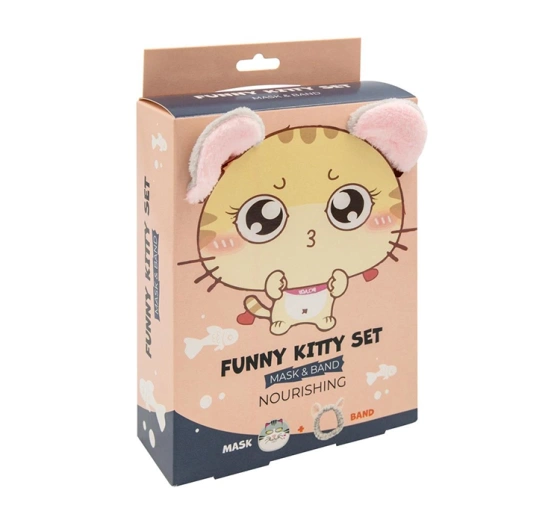 Mond'Sub Funny Kitty Set zestaw do pielęgnacji maska do twarzy w płachcie opaska kosmetyczna