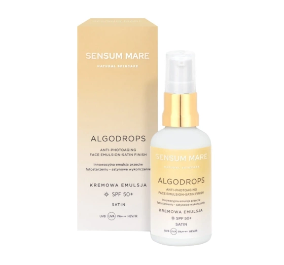 Sensum Mare Algodrops Satin emulsja ochronna przeciw fotostarzeniu SPF50 UVB UVA PA HEV/IR satynowe wykończenie 50 ml