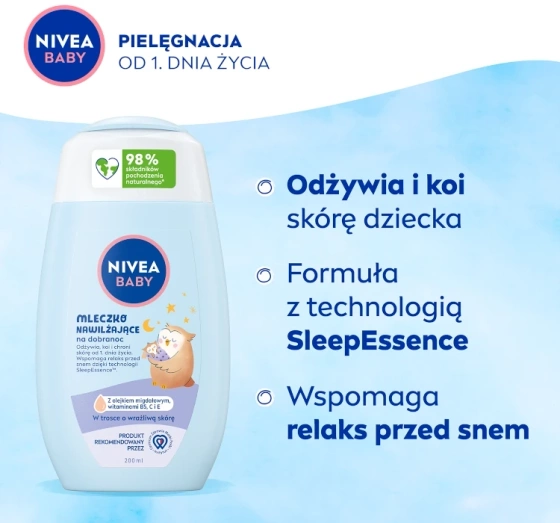NIVEA BABY mleczko nawilżające na dobranoc dla dzieci 200 ml