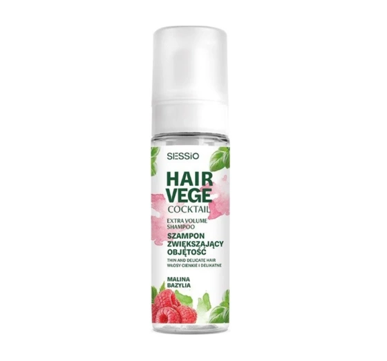 Sessio Hair Vege Cocktail szampon w piance zwiększający objętość włosów Malina Bazylia 175g