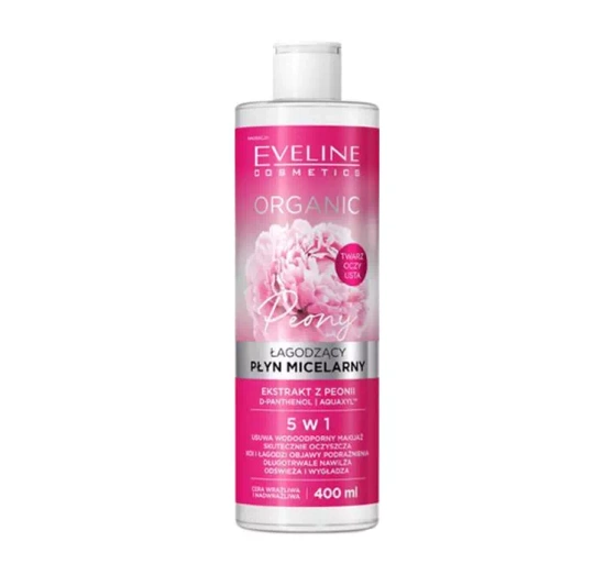 Eveline Cosmetics Organic Peony łagodzący płyn micelarny 5w1 400 ml
