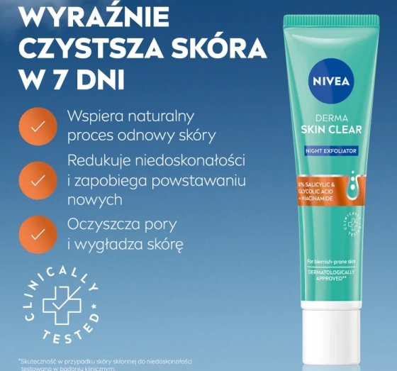 NIVEA Derma Skin Clear peeling złuszczający na noc 40 ml