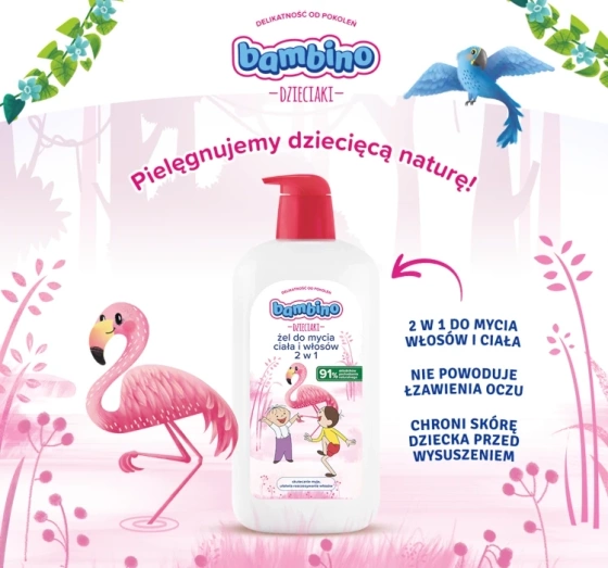Bambino Dzieciaki Bolek i Lolek żel do mycia ciała i włosów 2w1 Flaming 1000 ml