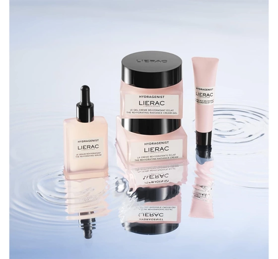 Lierac Hydragenist zestaw do pielęgnacji twarzy żelowy krem 50 ml krem pod oczy 15 ml kosmetyczka