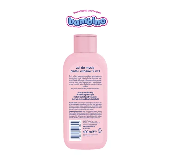 Bambino żel do mycia ciała i włosów 2w1 400 ml