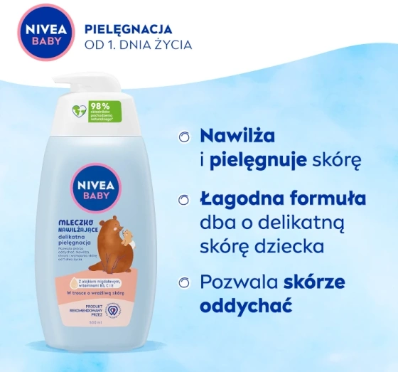 NIVEA BABY mleczko nawilżające delikatna pielęgnacja dla dzieci 500 ml