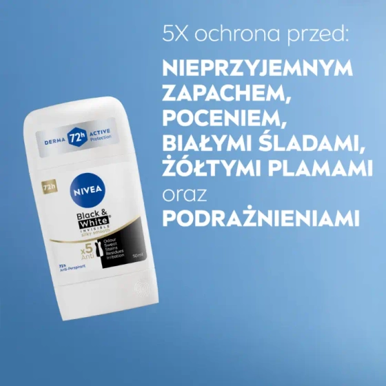 NIVEA Black&White Invisible Silky Smooth antyperspirant w sztyfcie dla kobiet 50 ml