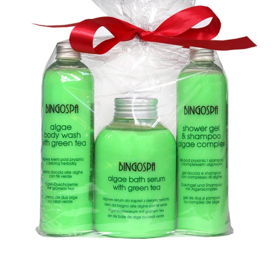 BingoSpa Algi Zielona Herbata zestaw do kąpieli szampon 300 ml serum do kąpieli 500 ml żel 300 ml