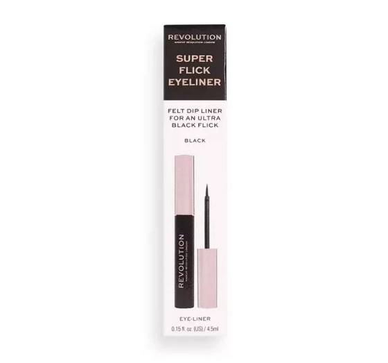 Makeup Revolution Super Flick eyeliner płynny liner z aplikatorem Black 4,5ml