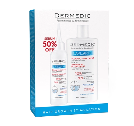 Dermedic Capilarte kuracja stymulująca wzrost włosów szampon 300 ml serum 150 ml