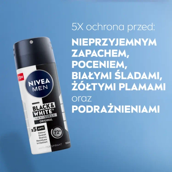 NIVEA MEN Black&White Invisible Orginal antyperspirant w sprayu dla mężczyzn 100 ml