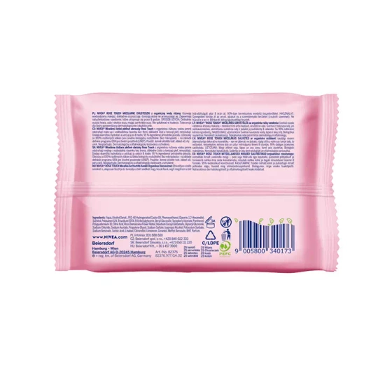 NIVEA Rose Touch micelarne chusteczki do demakijażu z wodą różaną 25 sztuk