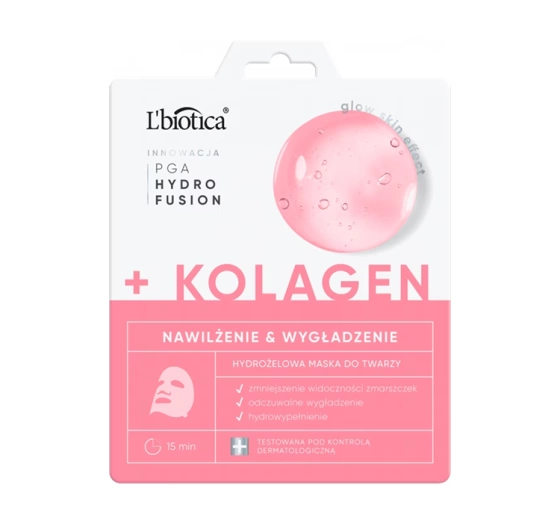 L'Biotica PGA Hydro Fusion Kolagen nawilżająco-wygładzająca maska hydrożelowa do twarzy 1 sztuka