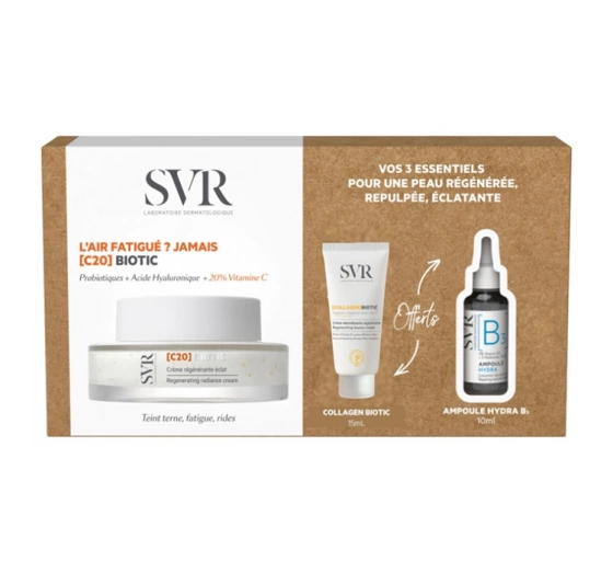 SVR [C20] Biotic zestaw do pielęgnacji twarzy krem rozświetlający 50 ml krem regenerujący 15 ml serum 10 ml