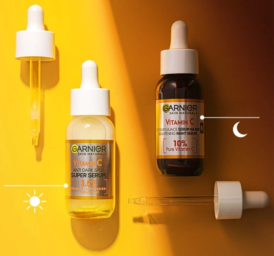 Garnier Vitamin C zestaw prezentowy serum na dzień 30 ml serum na noc 30 ml