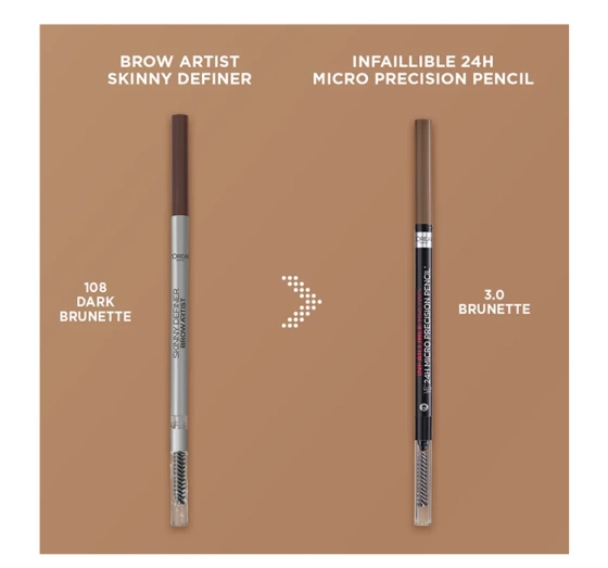 L'Oréal Paris Brow Artist Skinny Definer kredka do brwi 108 Dark Brunette 1 g