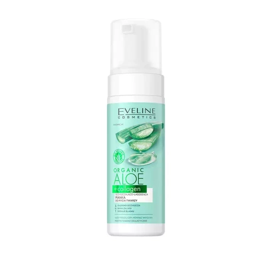 Eveline Cosmetics Organic Aloe Collagen oczyszczająco-łagodząca pianka do twarzy 150 ml