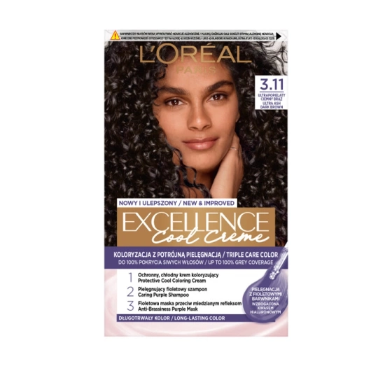L'Oréal Paris Excellence Cool Creme farba do włosów 3.11 Ultrapopielaty ciemny brąz