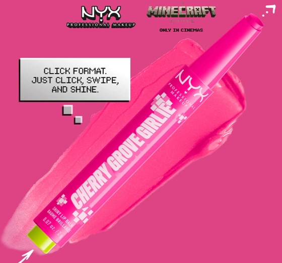 NYX Professional Makeup × A Minecraft Movie balsam do ust w sztyfcie 02 Cherry Grove Girlie 2 g